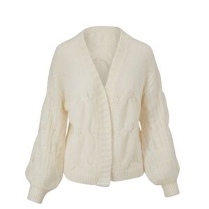 NWT 7 for All Mankind Ivory Wool  Mohair Open Weave Cable Knit Cardigan XL